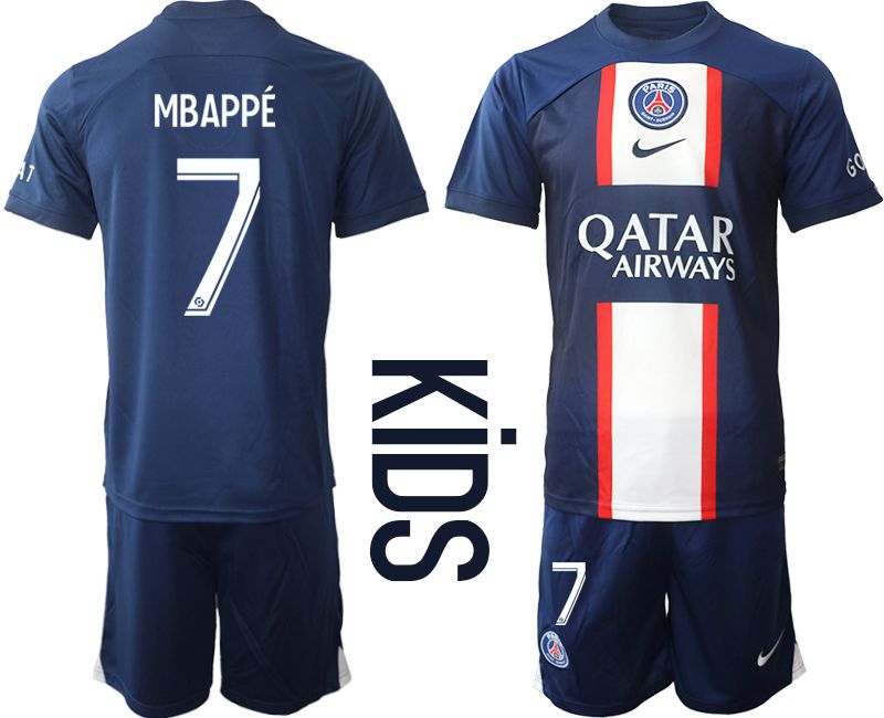 Youth 2022-2023 Club Paris St German home blue #7 Soccer Jersey